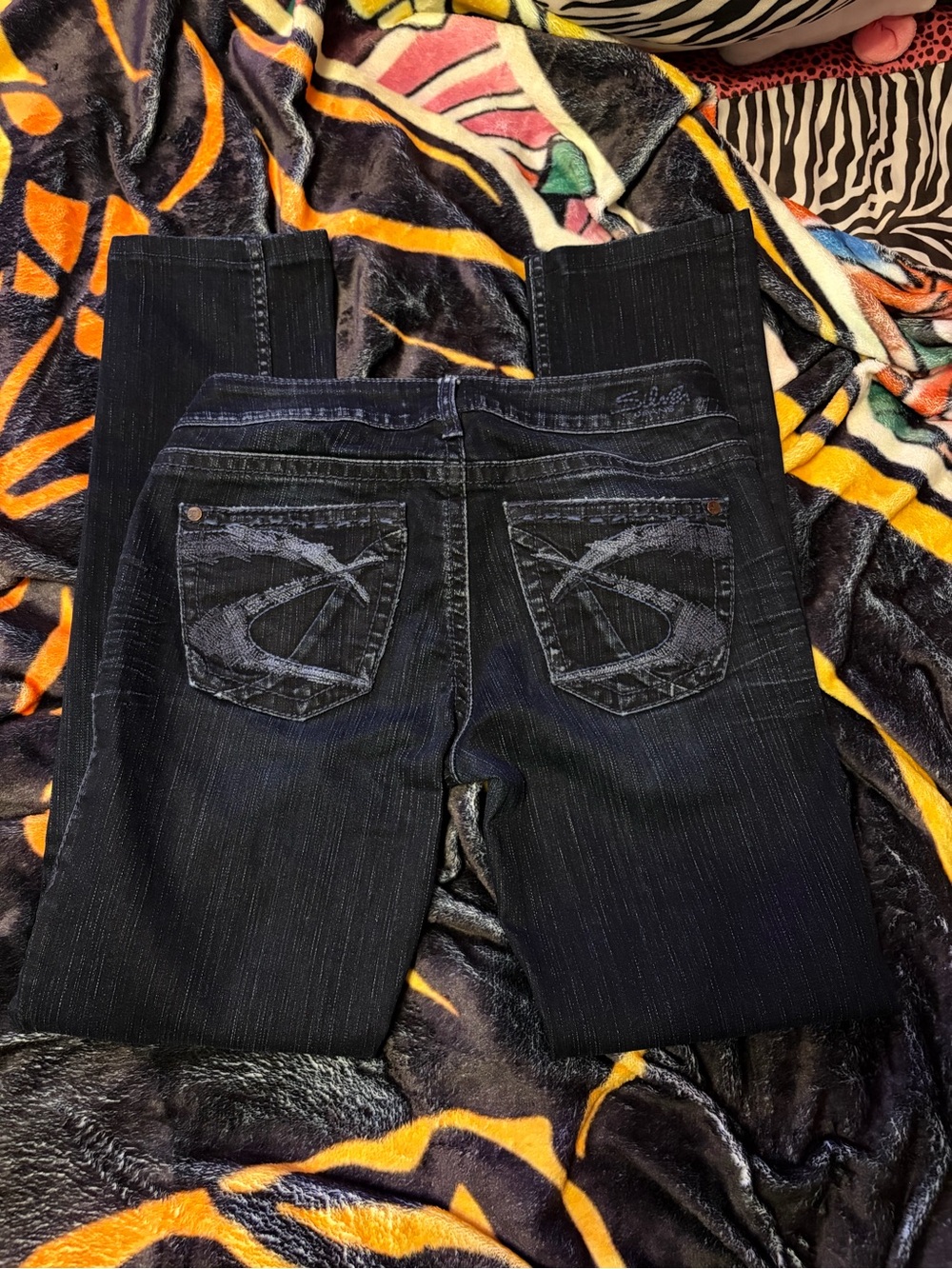 Silver dark blue denim skinny jeans